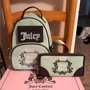 Juicy Couture Mint Green Backpack and Wallet Set